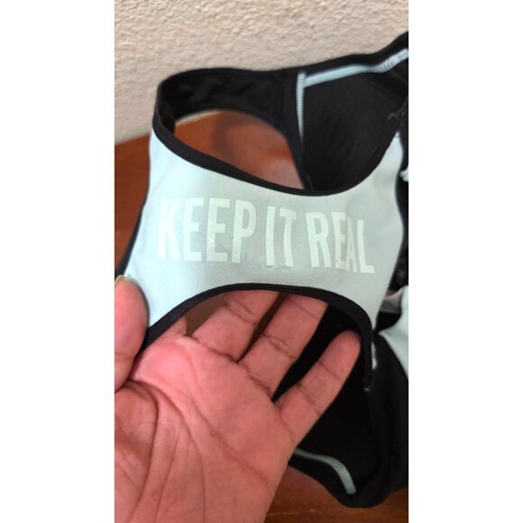 Women's Sports Bra Racerback Light Blue & Black Size 32C Keep It Real - Picture 4 of 5